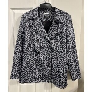 Dennis By Dennis Basso Lepard Blazer Jacket Sz S Black Gray Shimmer Pockets